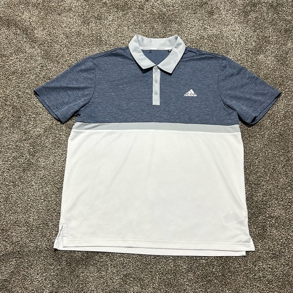 adidas Other - Adidas men’s colorblock golf polo large heathered blue, gray, white
